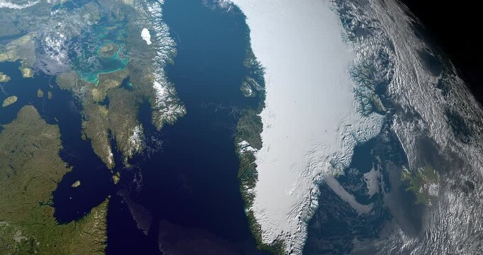 Davis Strait in planet earth, aerial view from outer space