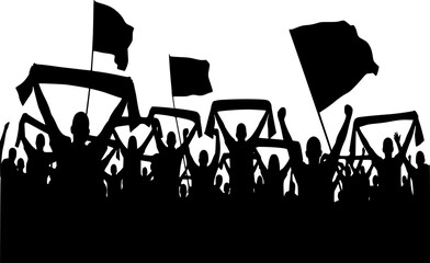 Fototapeta premium Soccer Fans Crowd Silhouette Celebration Stadium World Cup Joy Black Vector
