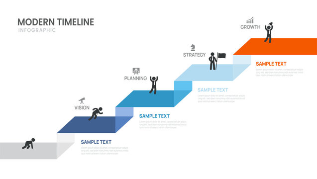 4 Steps Business Infographic Template for Process Presentation and Strategy Planning Vector Illustration.