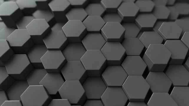 A close-up, low-angle shot reveals a mesmerizing pattern of interconnected hexagonal prisms in shades of gray.