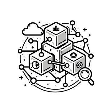 Abstract representation of data analysis and technological innovation, focusing on cloud computing and network connectivity