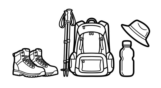 Hiking gear and accessories for outdoors.