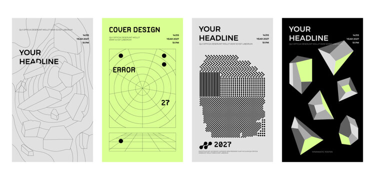 Posters with silhouette minimalistic basic figures, extraordinary graphic assets of geometrical shapes. Modern minimal print.	
