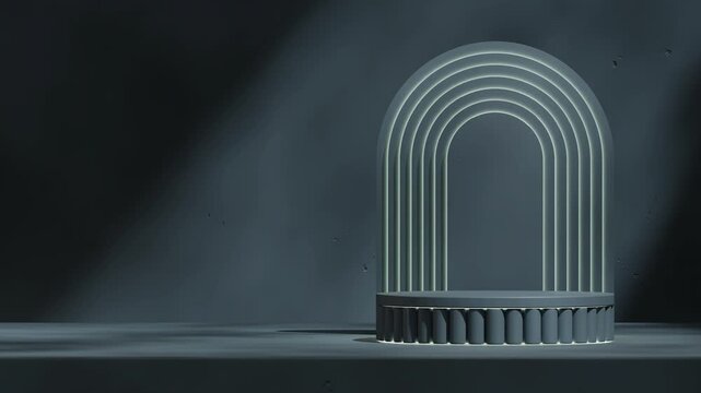 empty space block rectangle pink podium of with seamless shadow animation looping minimal simple wall background, rendering 3d footage