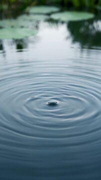 Ripples on serene water surface with soft reflections