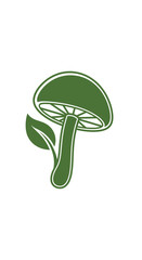 Green mushroom and leaf icon on white background © sugi