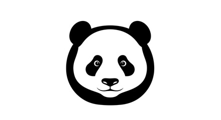 Minimalist black and white panda bear head icon © sugi