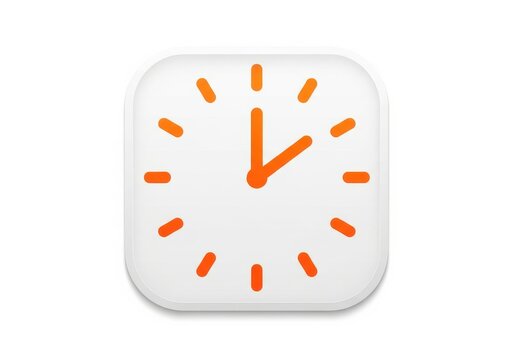 An orange clock on a white background