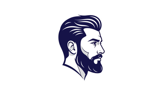 Man with beard and modern hairstyle side profile illustration