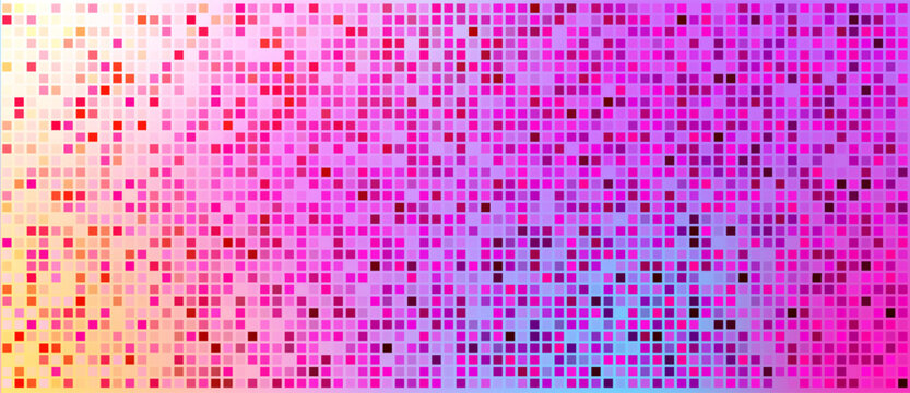 Bright iridescent surface with neon light reflections. Sequin pink disco background for club, fashion and party designs.