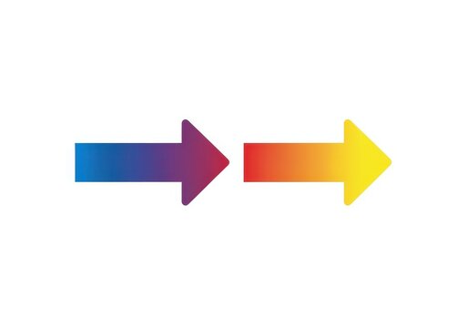 A colorful double headed arrow pointing in opposite directions