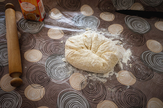 Preparing the dough for homemade bread