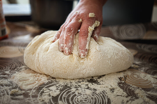 Preparing the dough for homemade bread