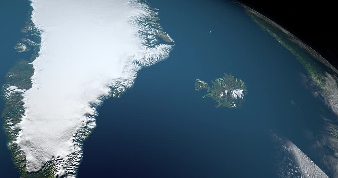 Denmark Strait in earth planet. Aerial View