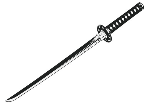 Realistic Japanese Katana Sword Vector Illustration for Samurai and Ninja Design