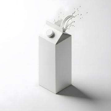Minimal White Milk Carton with Splash