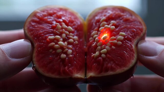 Fresh figs revealing vibrant seeds in natural light