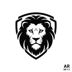 Obraz premium Majestic Lion Head Shield Emblem Strong Animal Symbol