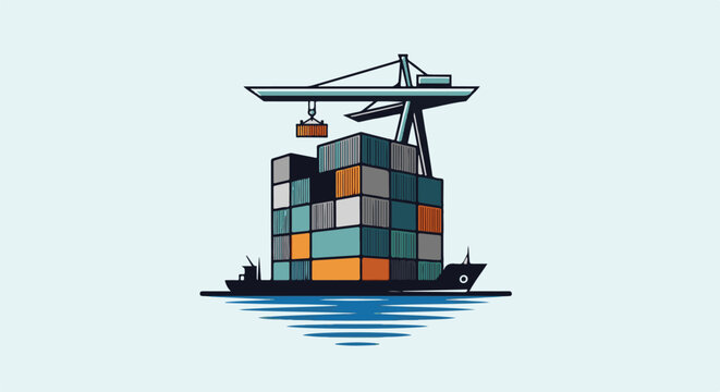 Ship loaded with colorful cargo containers being lifted by a crane