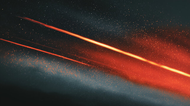 A dynamic abstract background captures exhilarating speed and motion with two brilliant parallel streaks of glowing orange-red light racing diagonally across a textured dark expanse.