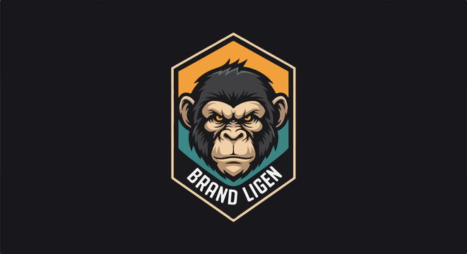 Fierce monkey face within a hexagonal badge