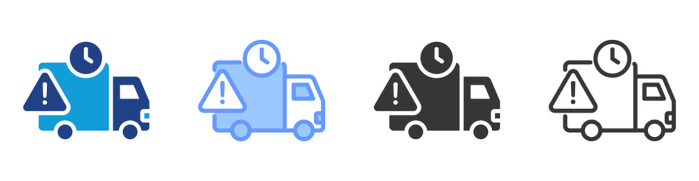 Shipping Delay icon set multiple style collection