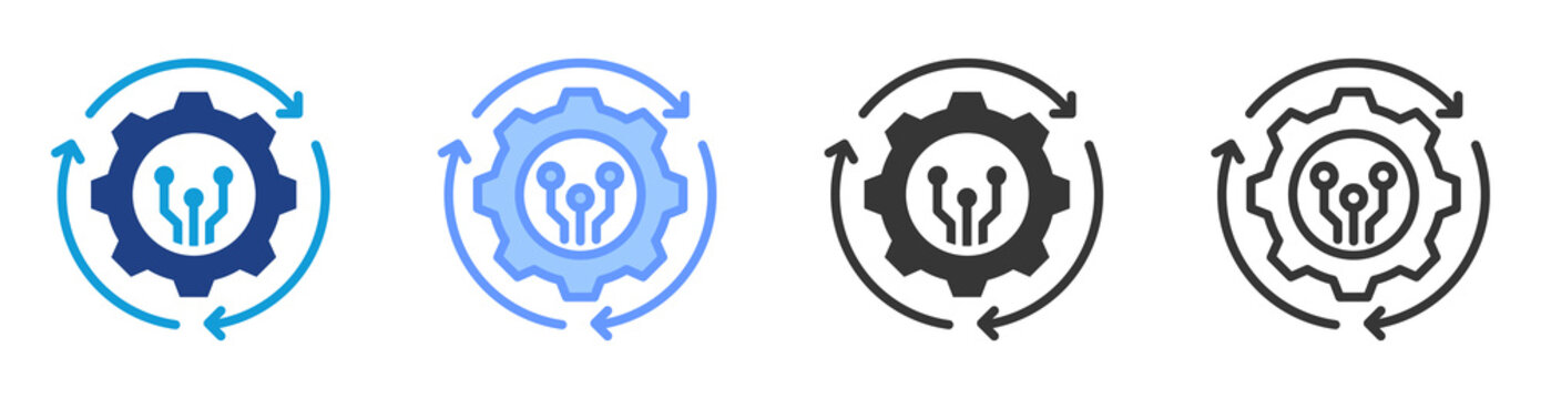 System Integration icon set multiple style collection