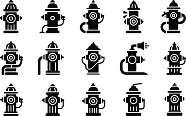 Fototapeta premium Fire Hydrant Silhouette Icon Water Valve Outline Design
