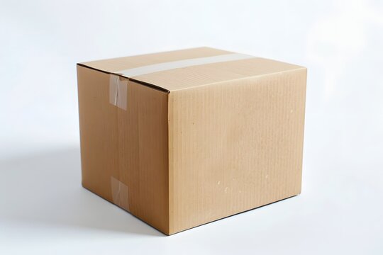 Geschlossene Kartonbox auf hellem Hintergrund minimalistisches Versandkonzept