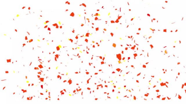 Colorful сonfetti explosion on a white backgrounds. confetti rain effect overlay alpha channel. 3D confetti explosion with transparent background Colorful Paper Confetti Falling on 4k