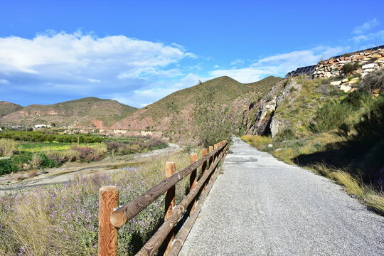 cycle route along valley of river Almanzora near town Albox,Spain