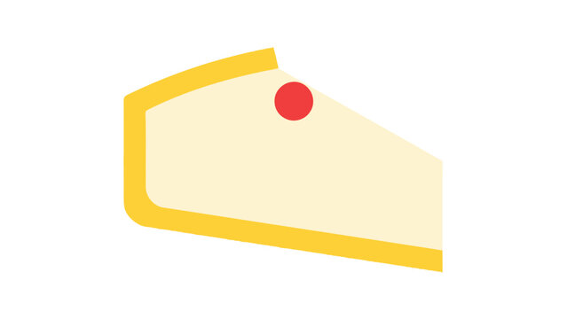 Delicious slice of cheesecake with a single red cherry on top.