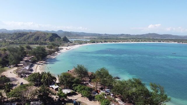 Cinematic reveal of a secluded tropical beach in Lombok, Indonesia