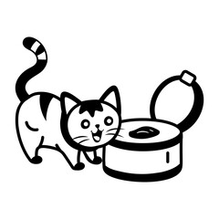 A glyph style icon showing cat food    © Vectors Market