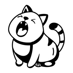 A glyph style icon representing yawning cat   © Vectors Market