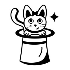 A glyph style icon showing a cute cat   © Vectors Market