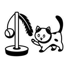 A glyph style icon depicting a feather toy   © Vectors Market