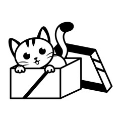 A glyph style icon depicting a kitten    © Vectors Market
