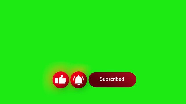 Like and subscribe bell icon video animation smooth motion with green screen 