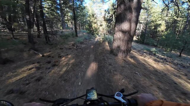 Mountain Bike POV Shot of McGill Trail Downhill McGill Camp 2 Los Padres Forest California USA