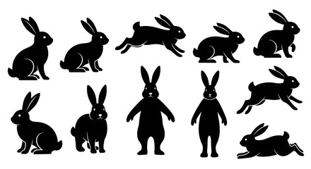 Fototapeta premium Minimalist rabbit vector graphics for animal logo and branding