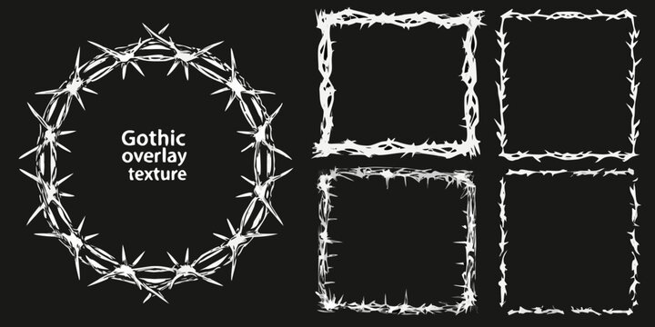 Barbed wire frames and a crown of thorns a dark graphic silhouette