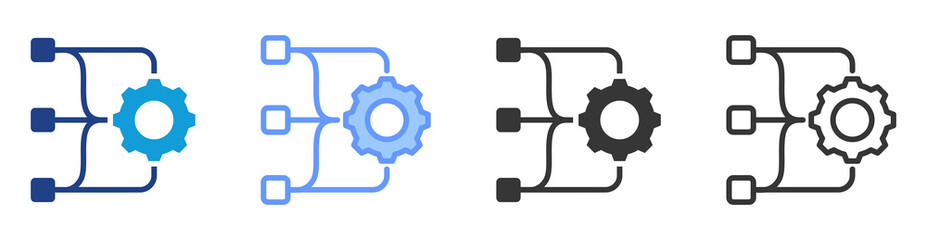 Obraz na płótnie Canvas Process Streamlining icon set multiple style collection