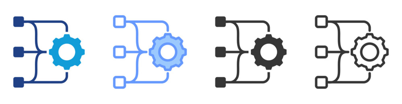Process Streamlining icon set multiple style collection