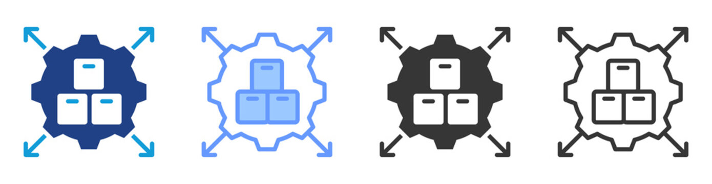 Inventory Scalability icon set multiple style collection