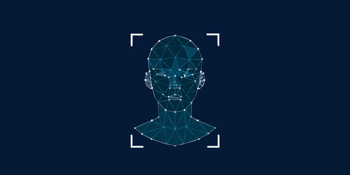 Geometric face scan with brackets a futuristic digital illustration silhouette