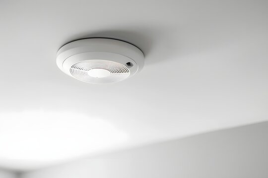 Rauchmelder an heller Decke minimalistisches Sicherheits und Brandschutzkonzept