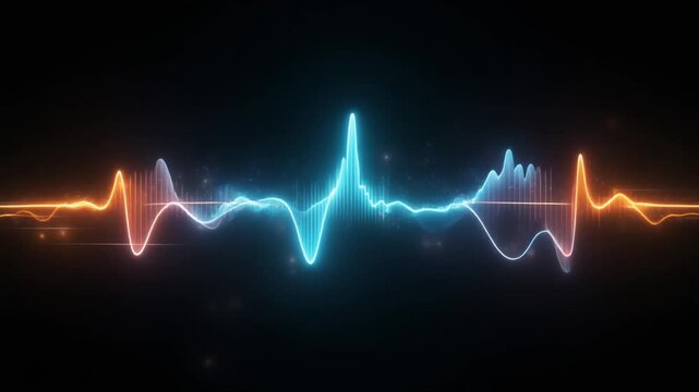 Glowing Sound Wave Animation on Black Background