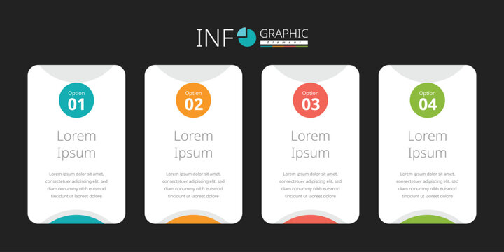 Modern 4-Step Business Infographic Template with Vertical Banners and