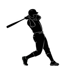 Obraz premium Baseball Player Silhouette Swinging Bat at Game